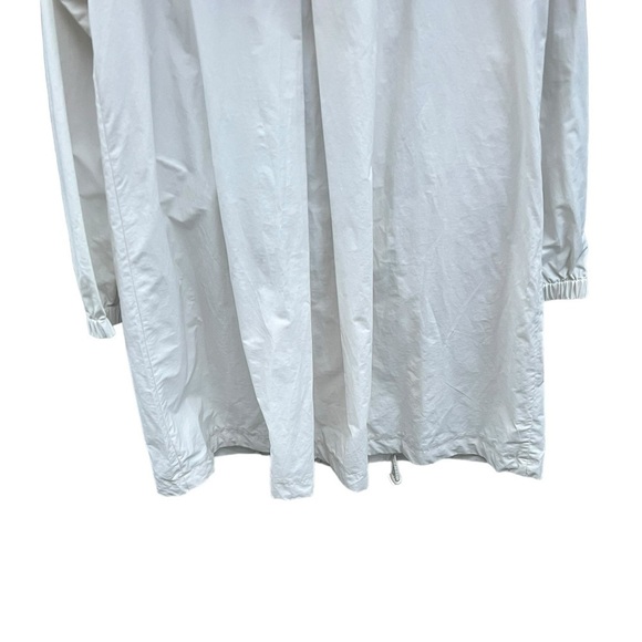 Eileen Fisher long zip & button up oversized raincoat rain jacket with hood bone - Picture 7 of 12